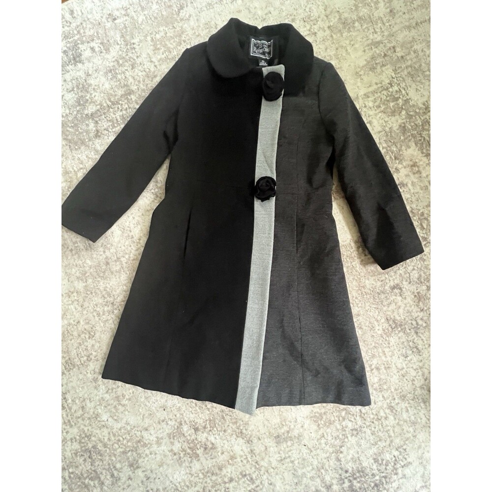 Vintage Rothschild Coat 6X Black Gray Rosette Button Formal Holiday Jacket